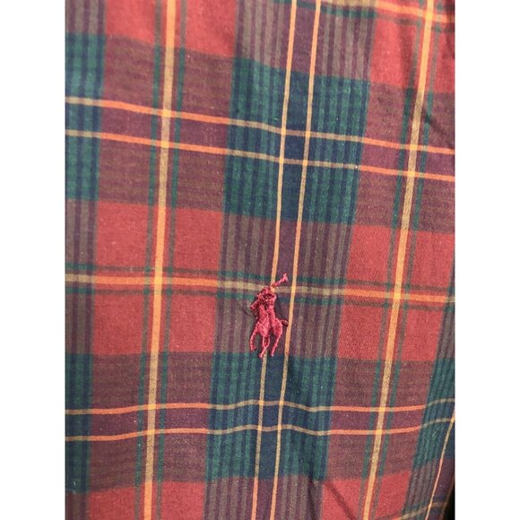 Ralph Lauren Polo Men's Burgundy Plaid 100% Cotton Button Down Shirt XL - Picture 3 of 5